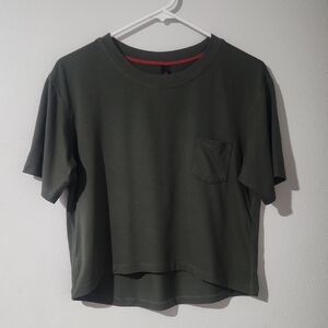 Ladyluxe Olive Green Cropped T-Shirt Size XS